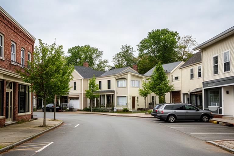 West Elm Street in Pembroke, Massachusetts, showing the neighborhood road and low-rise buildings near the studio